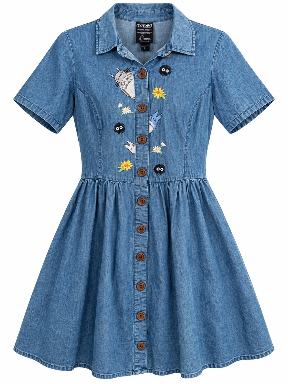 Her Universe Studio Ghibli My Neighbor Totoro Embroidered Denim Dress S